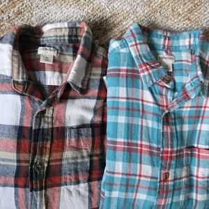 Crewcuts Kids Plaid Button Down Shirts - Red, Blue, White Soft Flannel Size 12